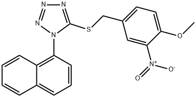 5-[(4-methoxy-3-nitrophenyl)methylsulfanyl]-1-naphthalen-1-yltetrazole Struktur