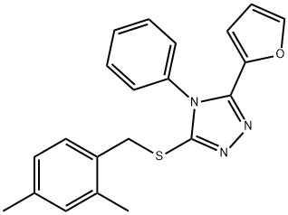 3-[(2,4-dimethylphenyl)methylsulfanyl]-5-(furan-2-yl)-4-phenyl-1,2,4-triazole Struktur