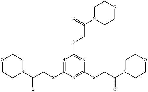 2-[[4,6-bis[(2-morpholin-4-yl-2-oxoethyl)sulfanyl]-1,3,5-triazin-2-yl]sulfanyl]-1-morpholin-4-ylethanone Struktur