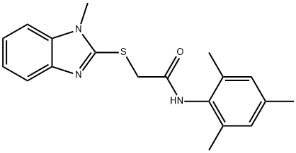 2-(1-methylbenzimidazol-2-yl)sulfanyl-N-(2,4,6-trimethylphenyl)acetamide Struktur