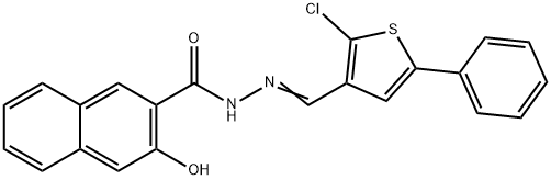 N-[(E)-(2-chloro-5-phenylthiophen-3-yl)methylideneamino]-3-hydroxynaphthalene-2-carboxamide Struktur