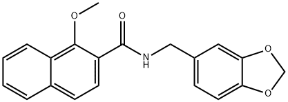 N-(1,3-benzodioxol-5-ylmethyl)-1-methoxynaphthalene-2-carboxamide Struktur