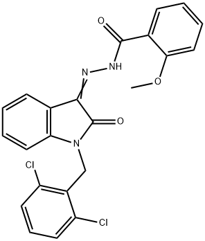 N-[(Z)-[1-[(2,6-dichlorophenyl)methyl]-2-oxoindol-3-ylidene]amino]-2-methoxybenzamide Struktur