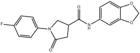 N-(1,3-benzodioxol-5-yl)-1-(4-fluorophenyl)-5-oxopyrrolidine-3-carboxamide Struktur