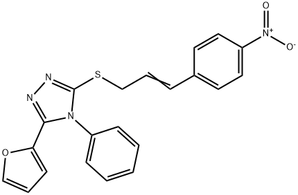 3-(furan-2-yl)-5-[(E)-3-(4-nitrophenyl)prop-2-enyl]sulfanyl-4-phenyl-1,2,4-triazole Struktur