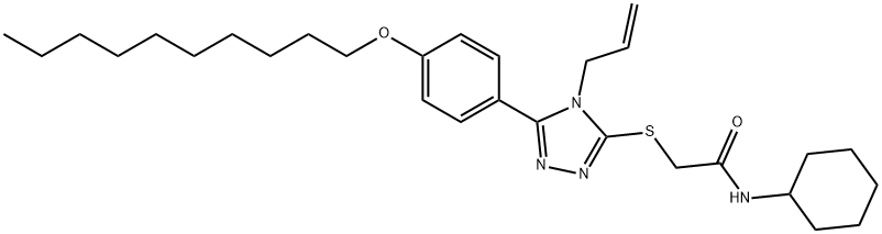 N-cyclohexyl-2-[[5-(4-decoxyphenyl)-4-prop-2-enyl-1,2,4-triazol-3-yl]sulfanyl]acetamide Struktur