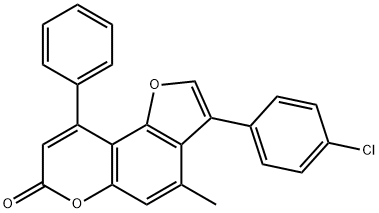 3-(4-chlorophenyl)-4-methyl-9-phenylfuro[2,3-f]chromen-7-one Struktur