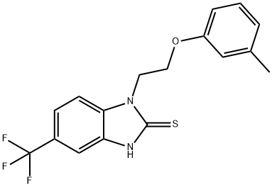 3-[2-(3-methylphenoxy)ethyl]-6-(trifluoromethyl)-1H-benzimidazole-2-thione Struktur