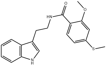 N-[2-(1H-indol-3-yl)ethyl]-2-methoxy-4-methylsulfanylbenzamide Struktur