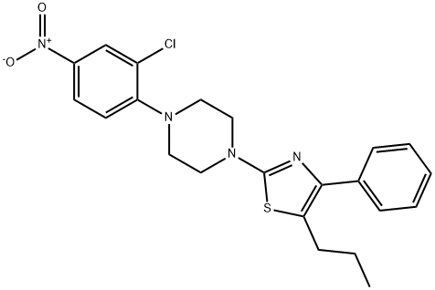 2-[4-(2-chloro-4-nitrophenyl)piperazin-1-yl]-4-phenyl-5-propyl-1,3-thiazole Struktur