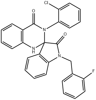 3-(2-chlorophenyl)-1'-[(2-fluorophenyl)methyl]spiro[1H-quinazoline-2,3'-indole]-2',4-dione Struktur