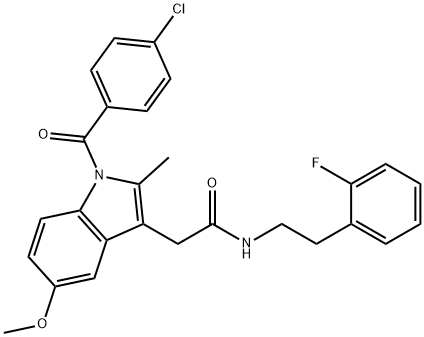 2-[1-(4-chlorobenzoyl)-5-methoxy-2-methylindol-3-yl]-N-[2-(2-fluorophenyl)ethyl]acetamide Struktur