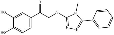 1-(3,4-dihydroxyphenyl)-2-[(4-methyl-5-phenyl-1,2,4-triazol-3-yl)sulfanyl]ethanone Struktur