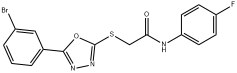 2-[[5-(3-bromophenyl)-1,3,4-oxadiazol-2-yl]sulfanyl]-N-(4-fluorophenyl)acetamide Struktur