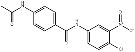 4-acetamido-N-(4-chloro-3-nitrophenyl)benzamide Struktur