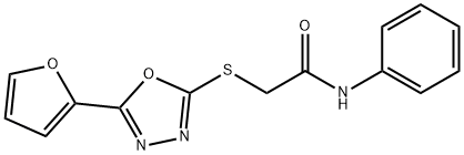 2-[[5-(furan-2-yl)-1,3,4-oxadiazol-2-yl]sulfanyl]-N-phenylacetamide Struktur