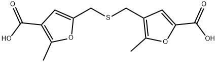 5-[(5-carboxy-2-methylfuran-3-yl)methylsulfanylmethyl]-2-methylfuran-3-carboxylic acid Struktur