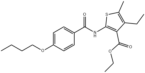 ethyl 2-[(4-butoxybenzoyl)amino]-4-ethyl-5-methylthiophene-3-carboxylate Struktur