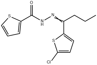 N-[(E)-1-(5-chlorothiophen-2-yl)butylideneamino]thiophene-2-carboxamide Struktur