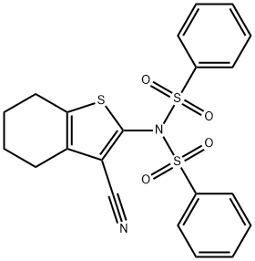 N-(benzenesulfonyl)-N-(3-cyano-4,5,6,7-tetrahydro-1-benzothiophen-2-yl)benzenesulfonamide Struktur