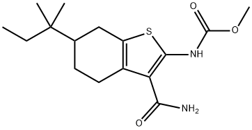 methyl N-[3-carbamoyl-6-(2-methylbutan-2-yl)-4,5,6,7-tetrahydro-1-benzothiophen-2-yl]carbamate Struktur