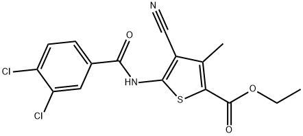 ethyl 4-cyano-5-[(3,4-dichlorobenzoyl)amino]-3-methylthiophene-2-carboxylate Struktur