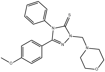 5-(4-methoxyphenyl)-2-(morpholin-4-ylmethyl)-4-phenyl-1,2,4-triazole-3-thione Struktur