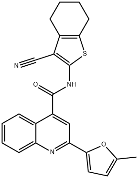 N-(3-cyano-4,5,6,7-tetrahydro-1-benzothiophen-2-yl)-2-(5-methylfuran-2-yl)quinoline-4-carboxamide Struktur