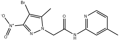 2-(4-bromo-5-methyl-3-nitropyrazol-1-yl)-N-(4-methylpyridin-2-yl)acetamide Struktur