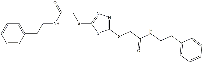 2-[[5-[2-oxo-2-(2-phenylethylamino)ethyl]sulfanyl-1,3,4-thiadiazol-2-yl]sulfanyl]-N-(2-phenylethyl)acetamide Struktur