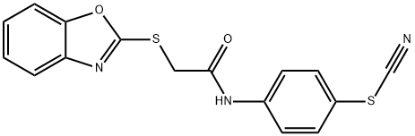 [4-[[2-(1,3-benzoxazol-2-ylsulfanyl)acetyl]amino]phenyl] thiocyanate Struktur