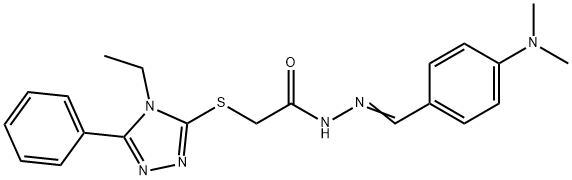 N-[(E)-[4-(dimethylamino)phenyl]methylideneamino]-2-[(4-ethyl-5-phenyl-1,2,4-triazol-3-yl)sulfanyl]acetamide Struktur