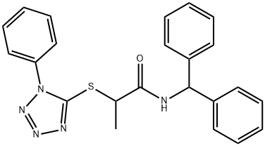 N-benzhydryl-2-(1-phenyltetrazol-5-yl)sulfanylpropanamide Struktur