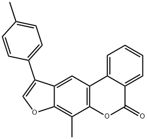 7-methyl-10-(4-methylphenyl)-[1]benzofuro[6,5-c]isochromen-5-one Struktur