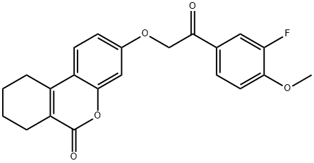 3-[2-(3-fluoro-4-methoxyphenyl)-2-oxoethoxy]-7,8,9,10-tetrahydrobenzo[c]chromen-6-one Struktur