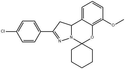 2-(4-chlorophenyl)-7-methoxyspiro[1,10b-dihydropyrazolo[1,5-c][1,3]benzoxazine-5,1'-cyclohexane] Struktur