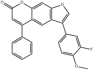 3-(3-fluoro-4-methoxyphenyl)-5-phenylfuro[3,2-g]chromen-7-one Struktur