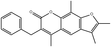 6-benzyl-2,3,5,9-tetramethylfuro[3,2-g]chromen-7-one Struktur