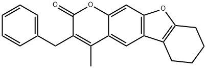 3-benzyl-4-methyl-6,7,8,9-tetrahydro-[1]benzofuro[3,2-g]chromen-2-one Struktur