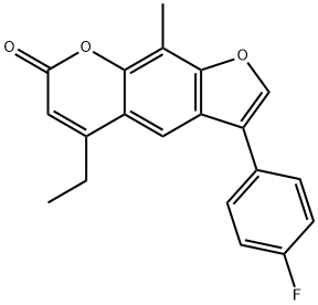 5-ethyl-3-(4-fluorophenyl)-9-methylfuro[3,2-g]chromen-7-one Struktur