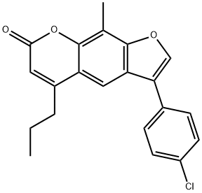 3-(4-chlorophenyl)-9-methyl-5-propylfuro[3,2-g]chromen-7-one Struktur