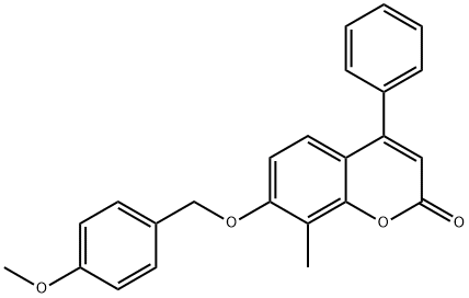 7-[(4-methoxyphenyl)methoxy]-8-methyl-4-phenylchromen-2-one Struktur