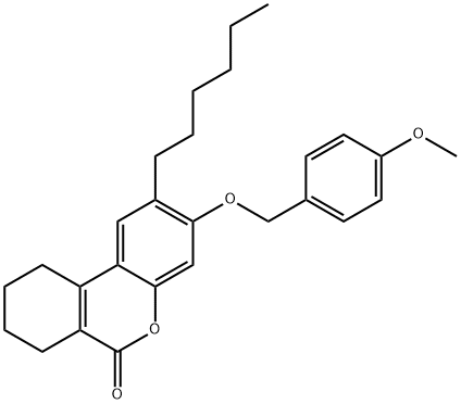 2-hexyl-3-[(4-methoxyphenyl)methoxy]-7,8,9,10-tetrahydrobenzo[c]chromen-6-one Struktur