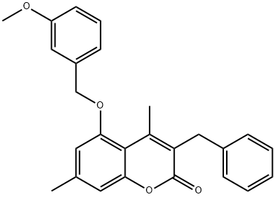 3-benzyl-5-[(3-methoxyphenyl)methoxy]-4,7-dimethylchromen-2-one Struktur