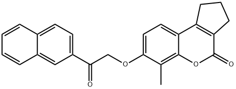 6-methyl-7-(2-naphthalen-2-yl-2-oxoethoxy)-2,3-dihydro-1H-cyclopenta[c]chromen-4-one Struktur