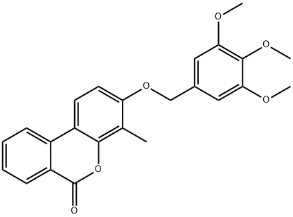 4-methyl-3-[(3,4,5-trimethoxyphenyl)methoxy]benzo[c]chromen-6-one Struktur