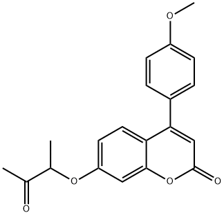 4-(4-methoxyphenyl)-7-(3-oxobutan-2-yloxy)chromen-2-one Struktur