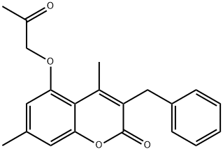 3-benzyl-4,7-dimethyl-5-(2-oxopropoxy)chromen-2-one Struktur