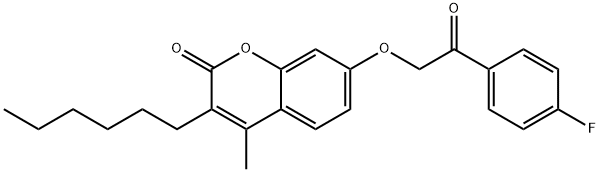 7-[2-(4-fluorophenyl)-2-oxoethoxy]-3-hexyl-4-methylchromen-2-one Struktur