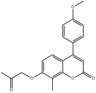 4-(4-methoxyphenyl)-8-methyl-7-(2-oxopropoxy)chromen-2-one Struktur